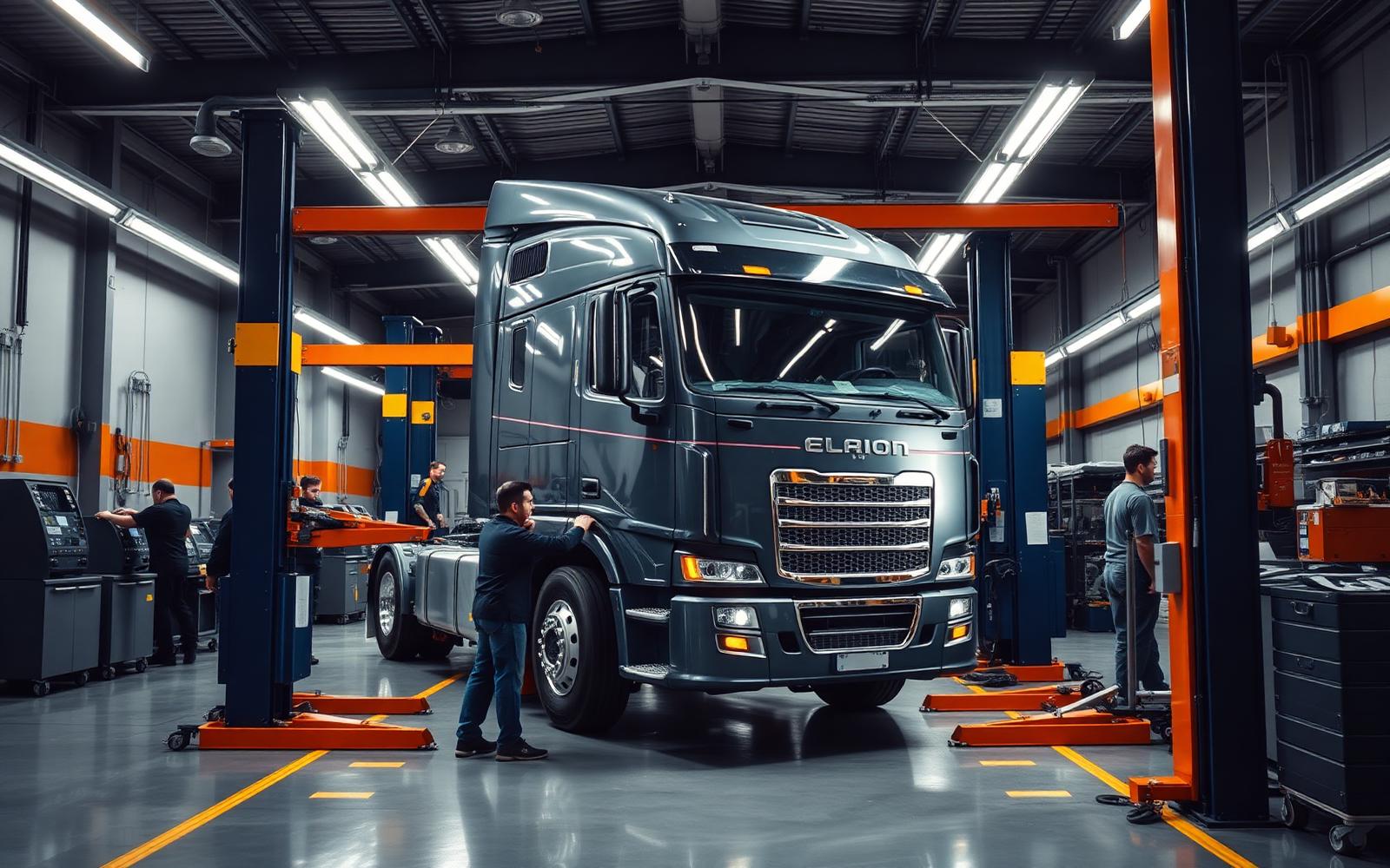 Atelier de maintenance poids lourds