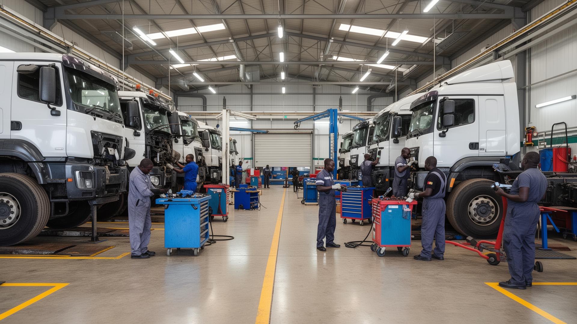 Atelier de maintenance poids lourds